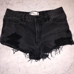 Black ripped jean shorts